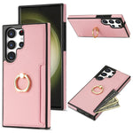 For Samsung Galaxy S24 Ultra Cell Phone Case PU Leather + TPU Ring Kickstand Cover