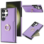 For Samsung Galaxy S24 Ultra Cell Phone Case PU Leather + TPU Ring Kickstand Cover