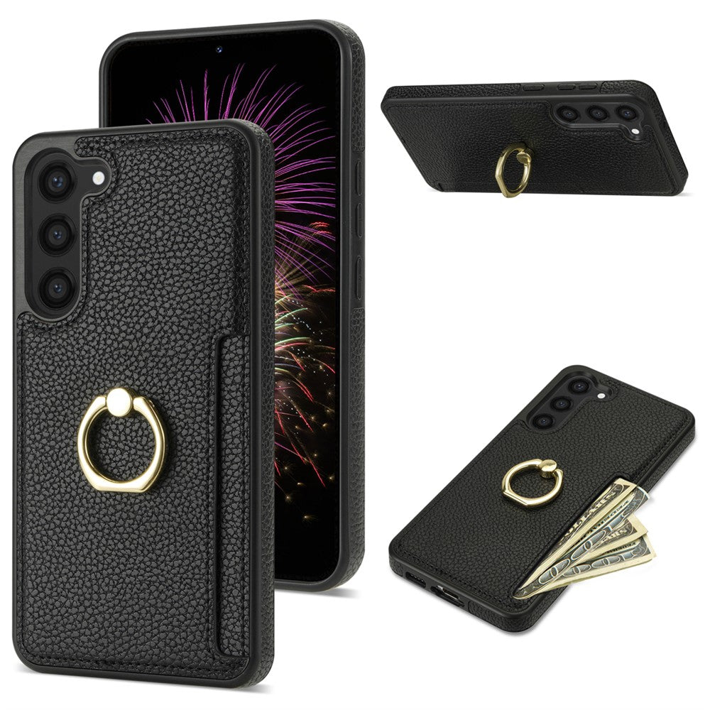 For Samsung Galaxy S24 Cell Phone Case PU Leather + TPU Card Holder Cover with Kickstand