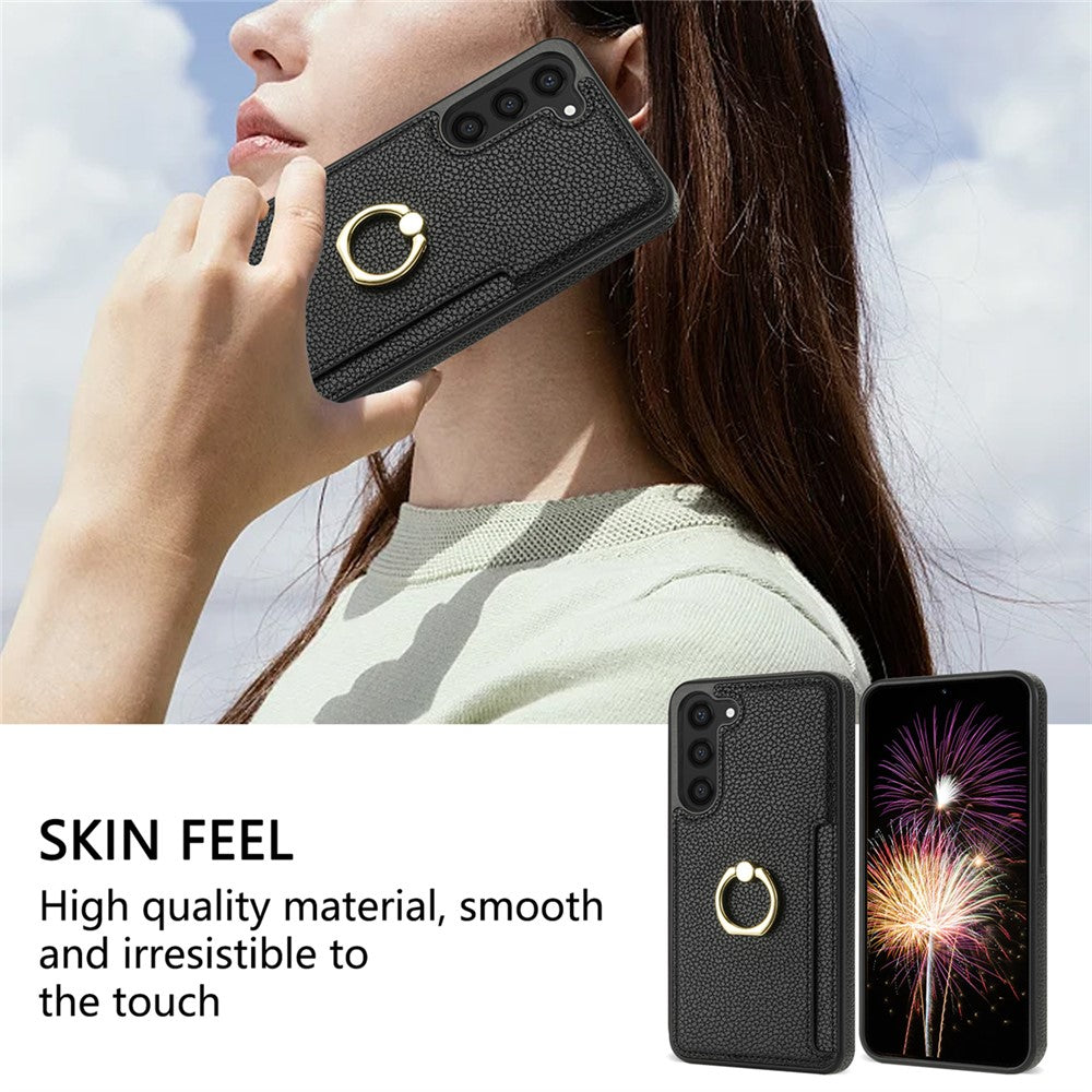 For Samsung Galaxy S24 Cell Phone Case PU Leather + TPU Card Holder Cover with Kickstand