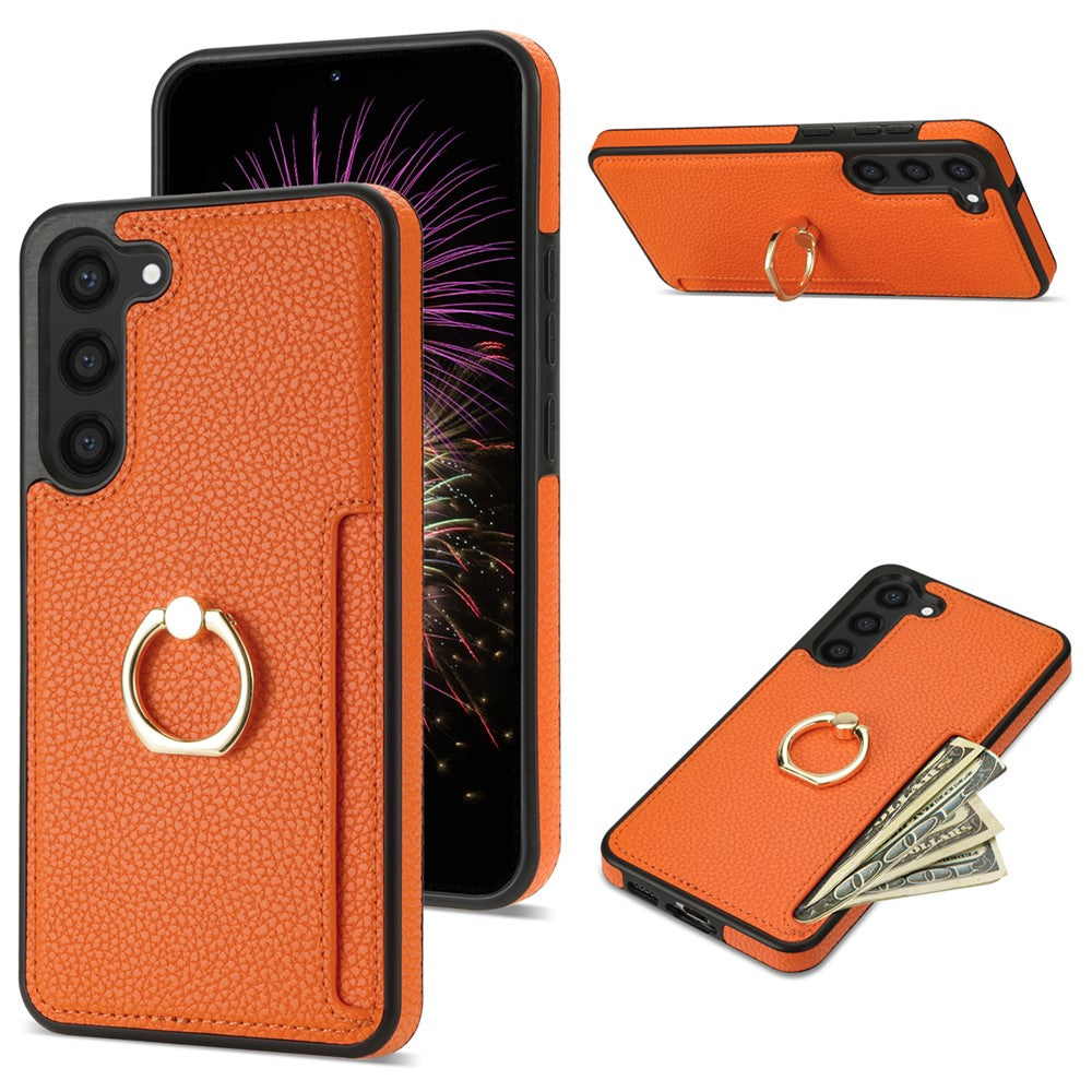 For Samsung Galaxy S24 Cell Phone Case PU Leather + TPU Card Holder Cover with Kickstand