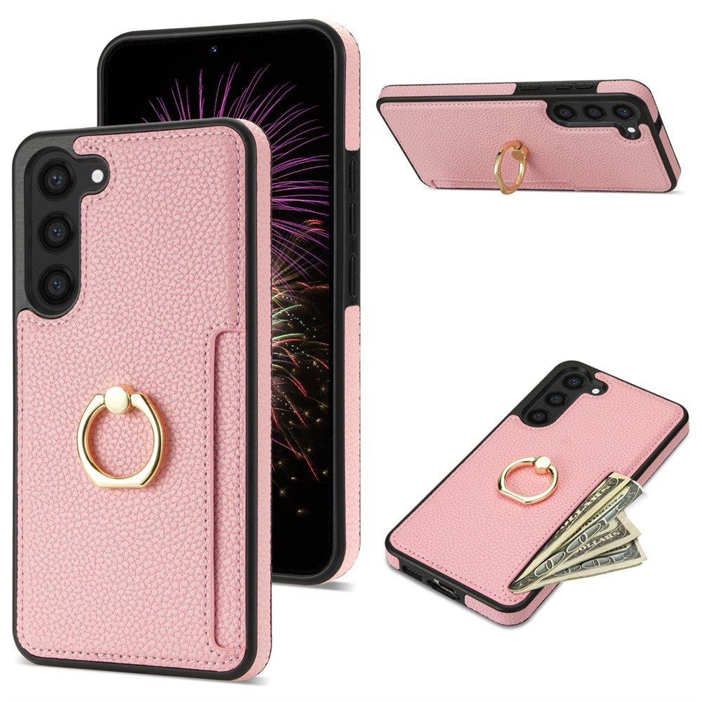 For Samsung Galaxy S24 Cell Phone Case PU Leather + TPU Card Holder Cover with Kickstand