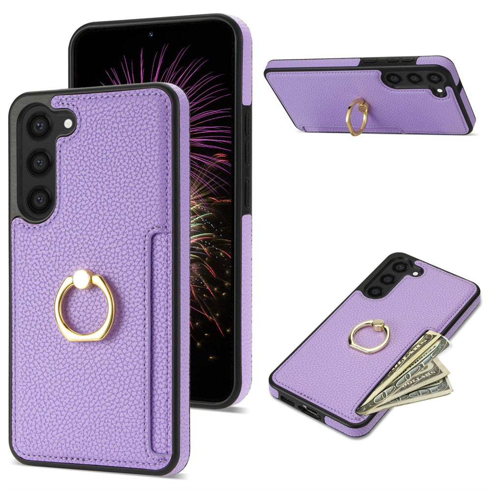For Samsung Galaxy S24 Cell Phone Case PU Leather + TPU Card Holder Cover with Kickstand