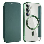 For Samsung Galaxy S24 Clear Case Magnetic Case RFID Blocking Electroplating Phone Cover