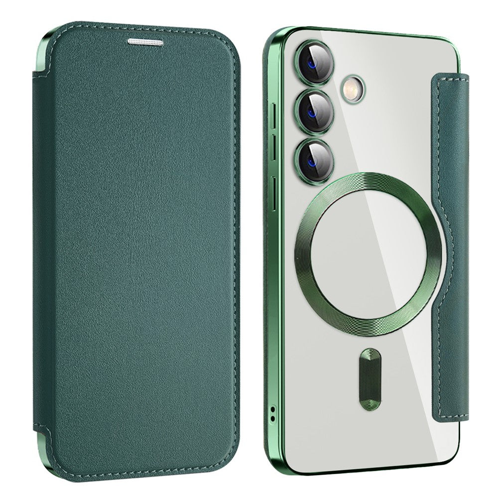 For Samsung Galaxy S24 Clear Case Magnetic Case RFID Blocking Electroplating Phone Cover