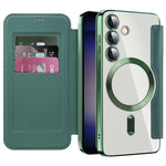 For Samsung Galaxy S24 Clear Case Magnetic Case RFID Blocking Electroplating Phone Cover