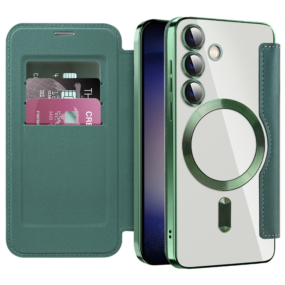 For Samsung Galaxy S24 Clear Case Magnetic Case RFID Blocking Electroplating Phone Cover