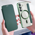 For Samsung Galaxy S24 Clear Case Magnetic Case RFID Blocking Electroplating Phone Cover