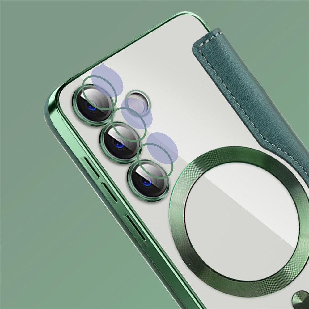 For Samsung Galaxy S24 Clear Case Magnetic Case RFID Blocking Electroplating Phone Cover