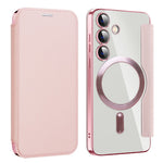 For Samsung Galaxy S24 Clear Case Magnetic Case RFID Blocking Electroplating Phone Cover