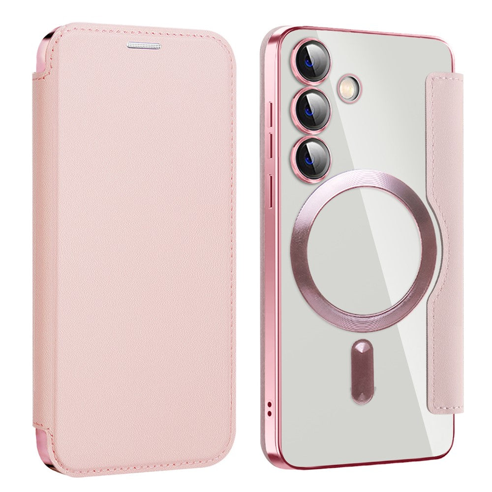 For Samsung Galaxy S24 Clear Case Magnetic Case RFID Blocking Electroplating Phone Cover
