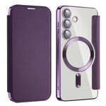 For Samsung Galaxy S24 Clear Case Magnetic Case RFID Blocking Electroplating Phone Cover