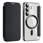 For Samsung Galaxy S24 Clear Case Magnetic Case RFID Blocking Electroplating Phone Cover