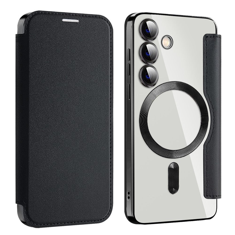 For Samsung Galaxy S24 Clear Case Magnetic Case RFID Blocking Electroplating Phone Cover