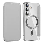 For Samsung Galaxy S24 Clear Case Magnetic Case RFID Blocking Electroplating Phone Cover