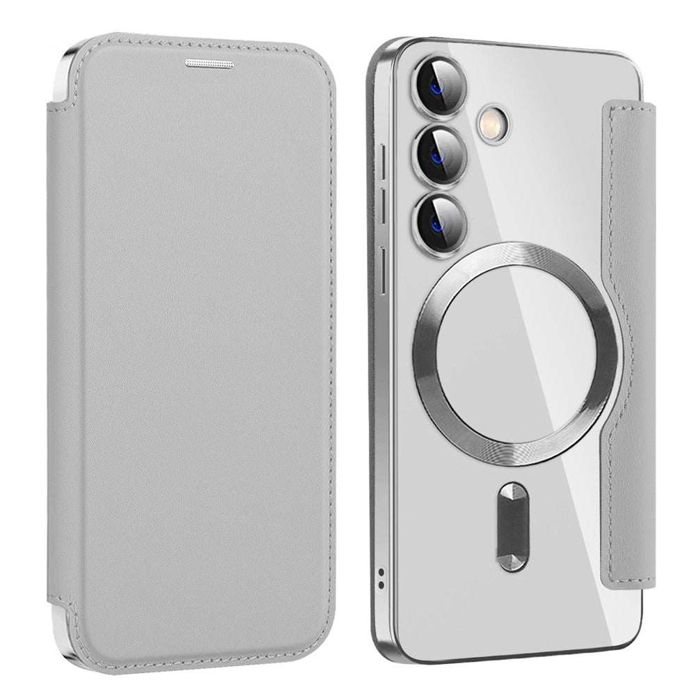 For Samsung Galaxy S24 Clear Case Magnetic Case RFID Blocking Electroplating Phone Cover