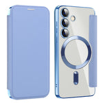 For Samsung Galaxy S24 Clear Case Magnetic Case RFID Blocking Electroplating Phone Cover