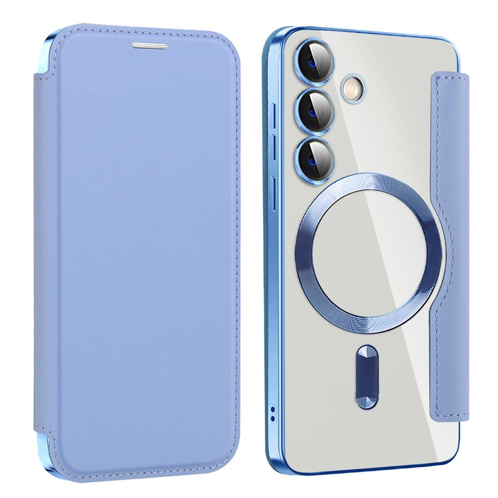 For Samsung Galaxy S24 Clear Case Magnetic Case RFID Blocking Electroplating Phone Cover