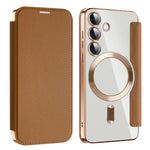 For Samsung Galaxy S24 Clear Case Magnetic Case RFID Blocking Electroplating Phone Cover
