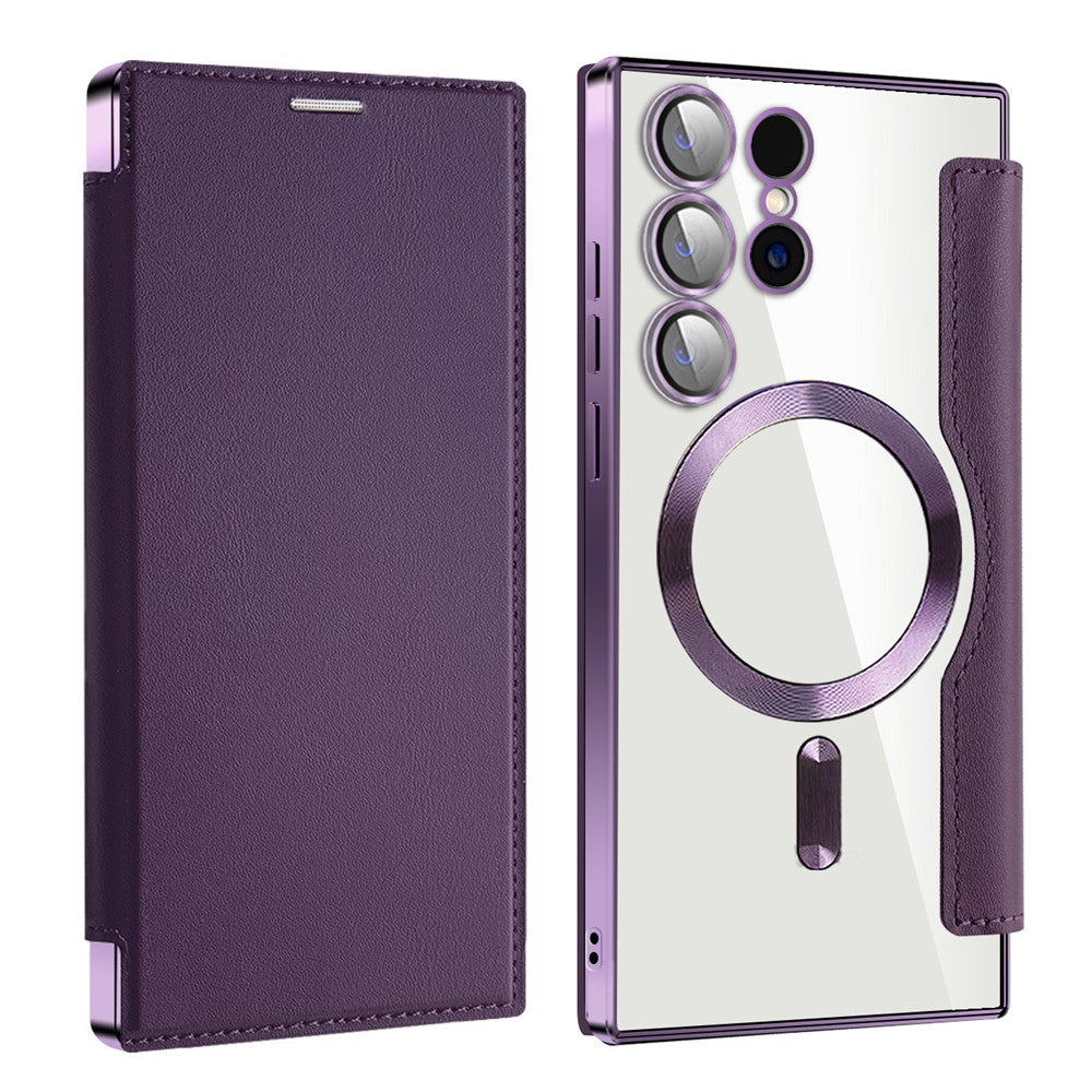 For Samsung Galaxy S24 Ultra Case Magnetic Case Electroplating RFID Blocking Clear Phone Cover