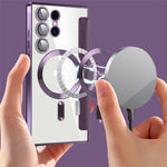 For Samsung Galaxy S24 Ultra Case Magnetic Case Electroplating RFID Blocking Clear Phone Cover