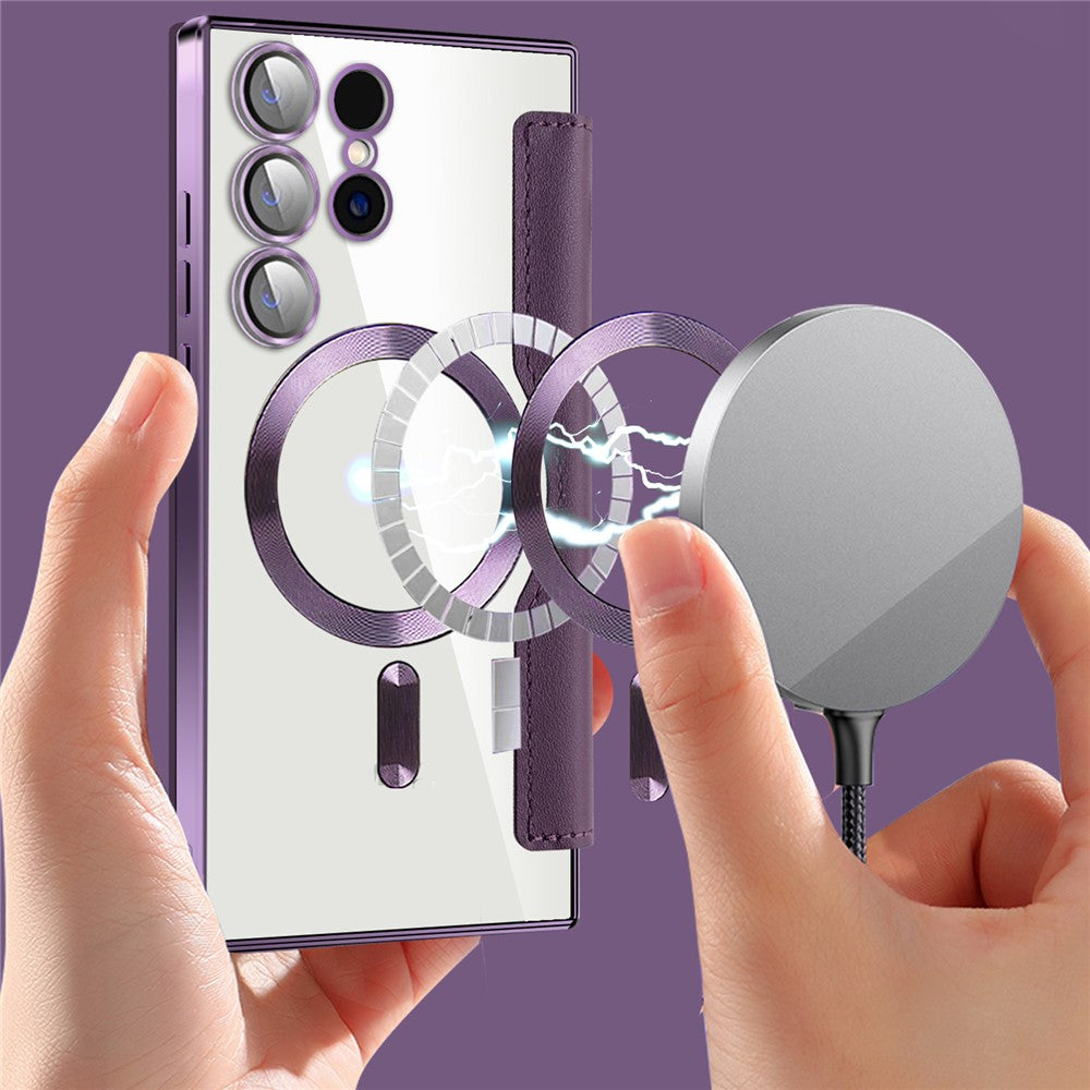 For Samsung Galaxy S24 Ultra Case Magnetic Case Electroplating RFID Blocking Clear Phone Cover