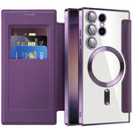 For Samsung Galaxy S24 Ultra Case Magnetic Case Electroplating RFID Blocking Clear Phone Cover