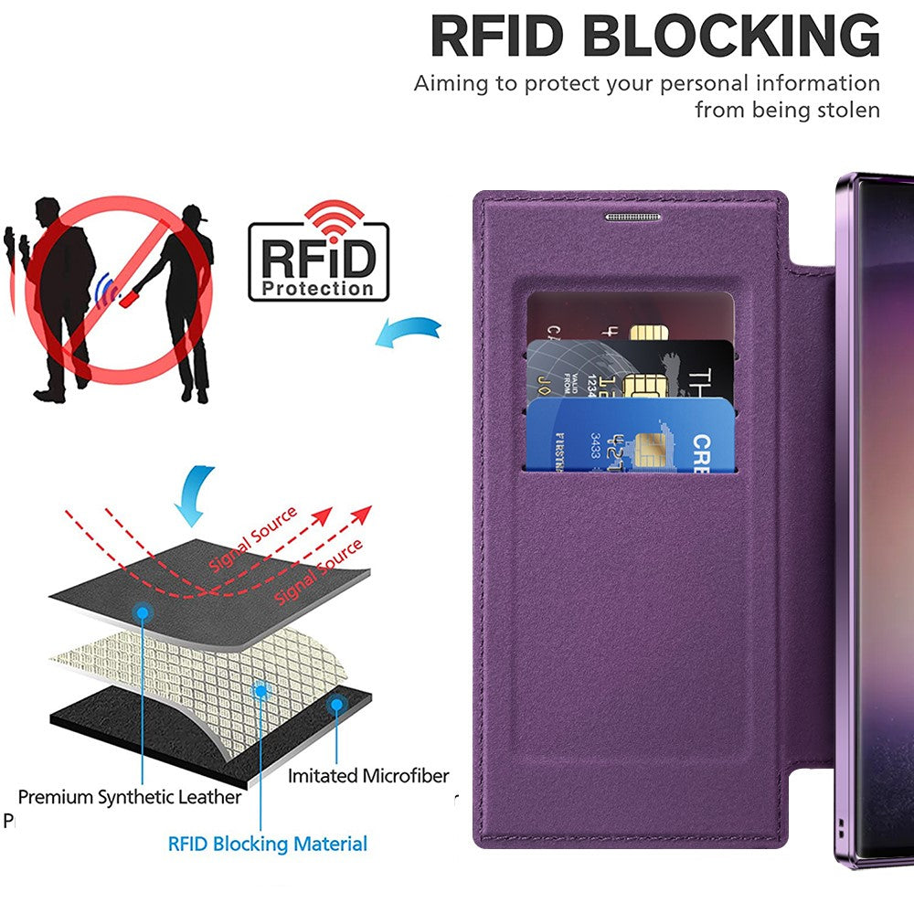 For Samsung Galaxy S24 Ultra Case Magnetic Case Electroplating RFID Blocking Clear Phone Cover