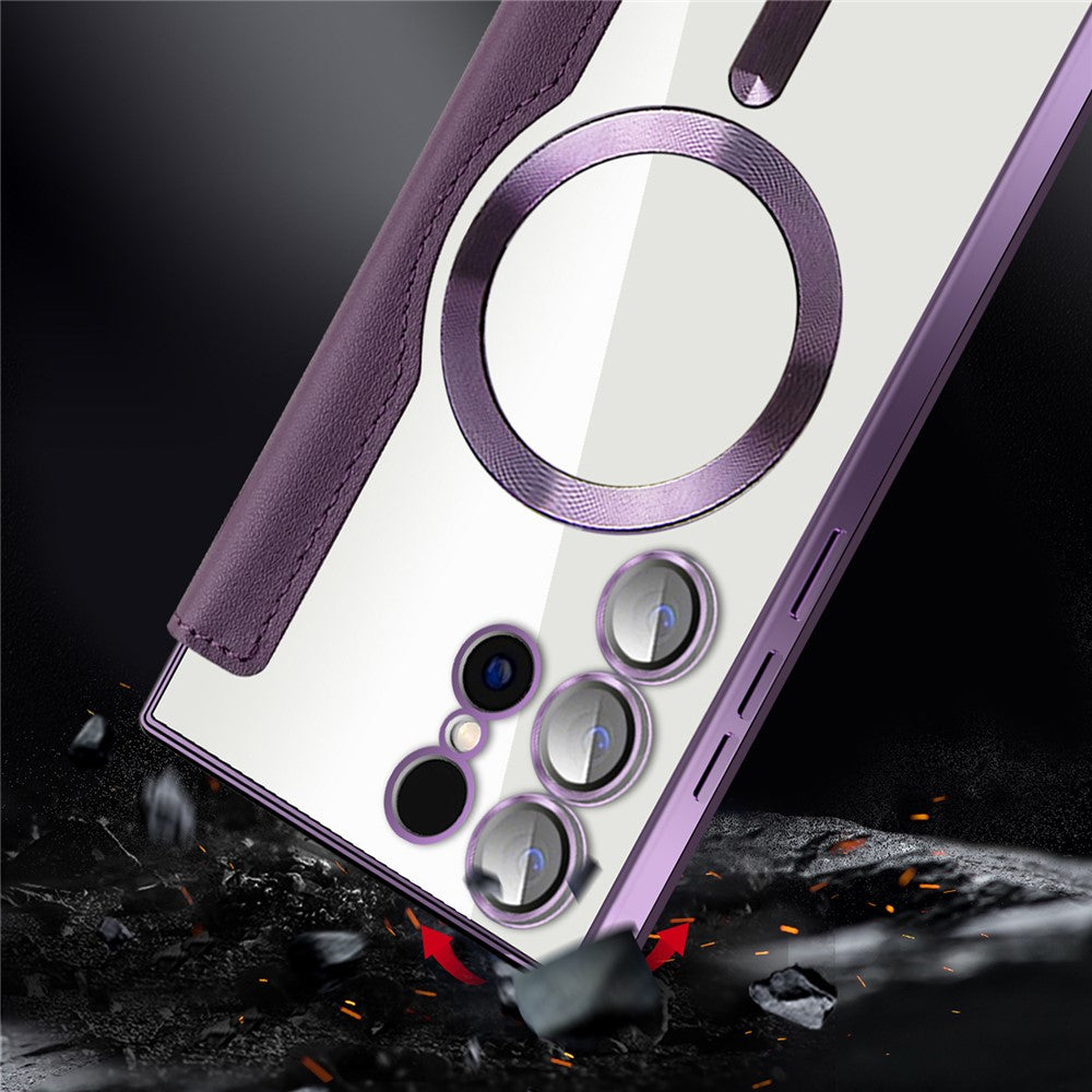 For Samsung Galaxy S24 Ultra Case Magnetic Case Electroplating RFID Blocking Clear Phone Cover