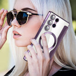 For Samsung Galaxy S24 Ultra Case Magnetic Case Electroplating RFID Blocking Clear Phone Cover