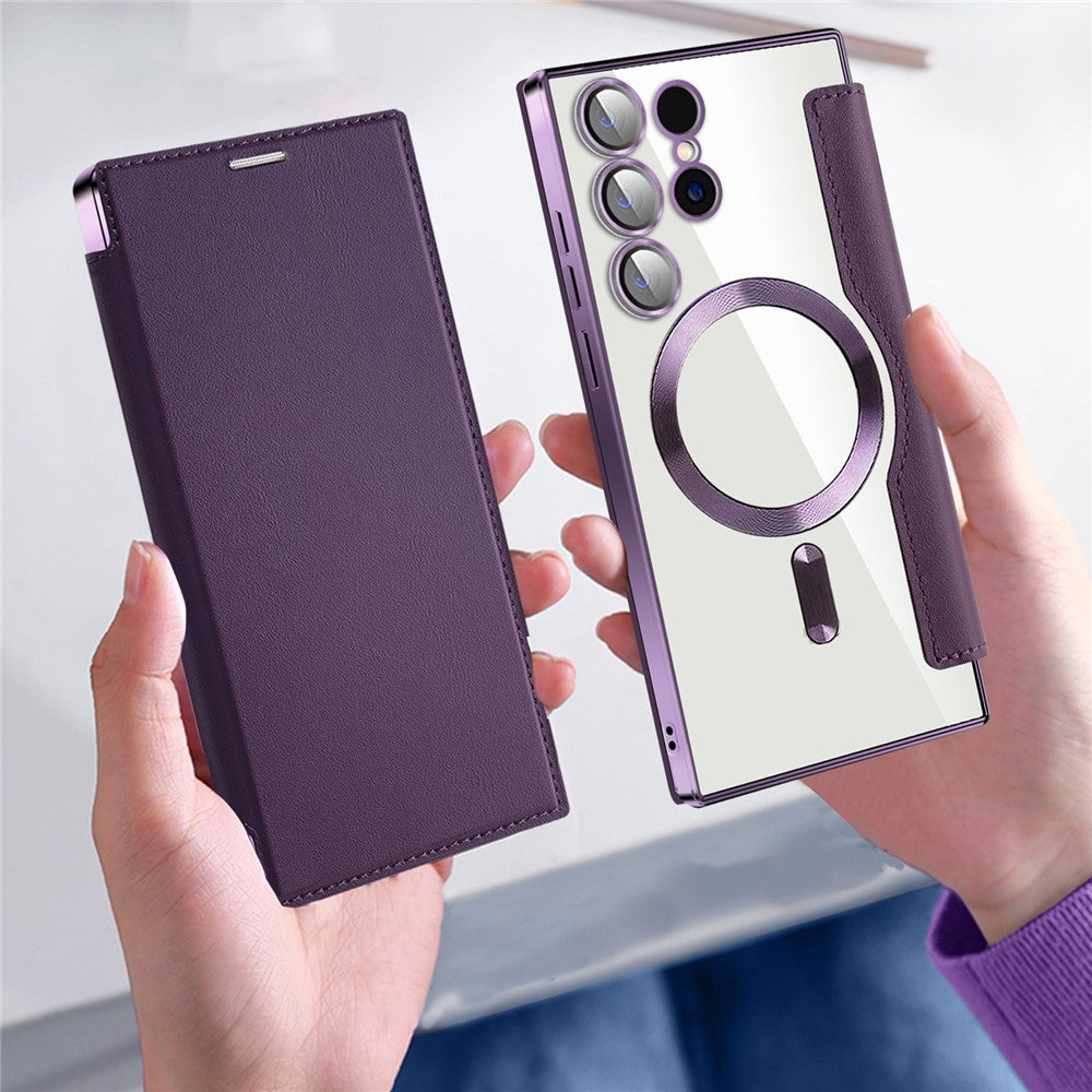 For Samsung Galaxy S24 Ultra Case Magnetic Case Electroplating RFID Blocking Clear Phone Cover