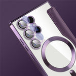 For Samsung Galaxy S24 Ultra Case Magnetic Case Electroplating RFID Blocking Clear Phone Cover