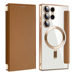 For Samsung Galaxy S24 Ultra Case Magnetic Case Electroplating RFID Blocking Clear Phone Cover