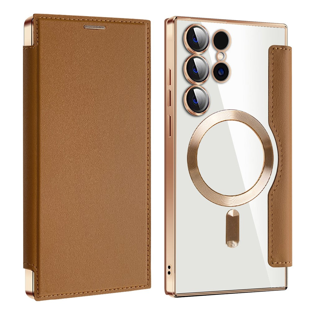 For Samsung Galaxy S24 Ultra Case Magnetic Case Electroplating RFID Blocking Clear Phone Cover