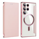 For Samsung Galaxy S24 Ultra Case Magnetic Case Electroplating RFID Blocking Clear Phone Cover