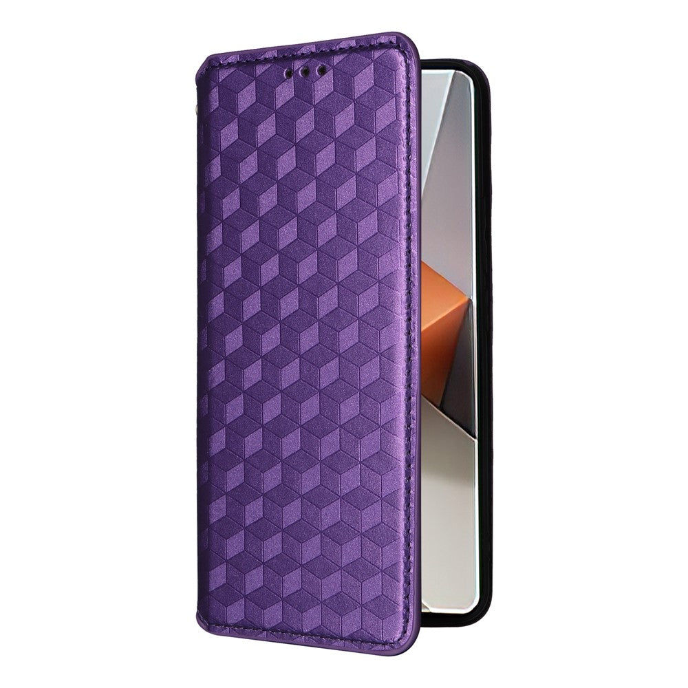 For Xiaomi Redmi Note 13 Pro+ 5G Case Rhombus Imprinted PU Leather Cover with Wallet