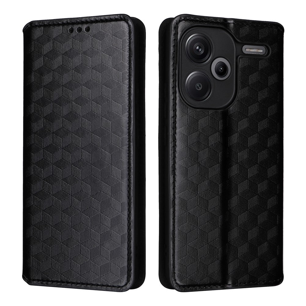 For Xiaomi Redmi Note 13 Pro+ 5G Case Rhombus Imprinted PU Leather Cover with Wallet