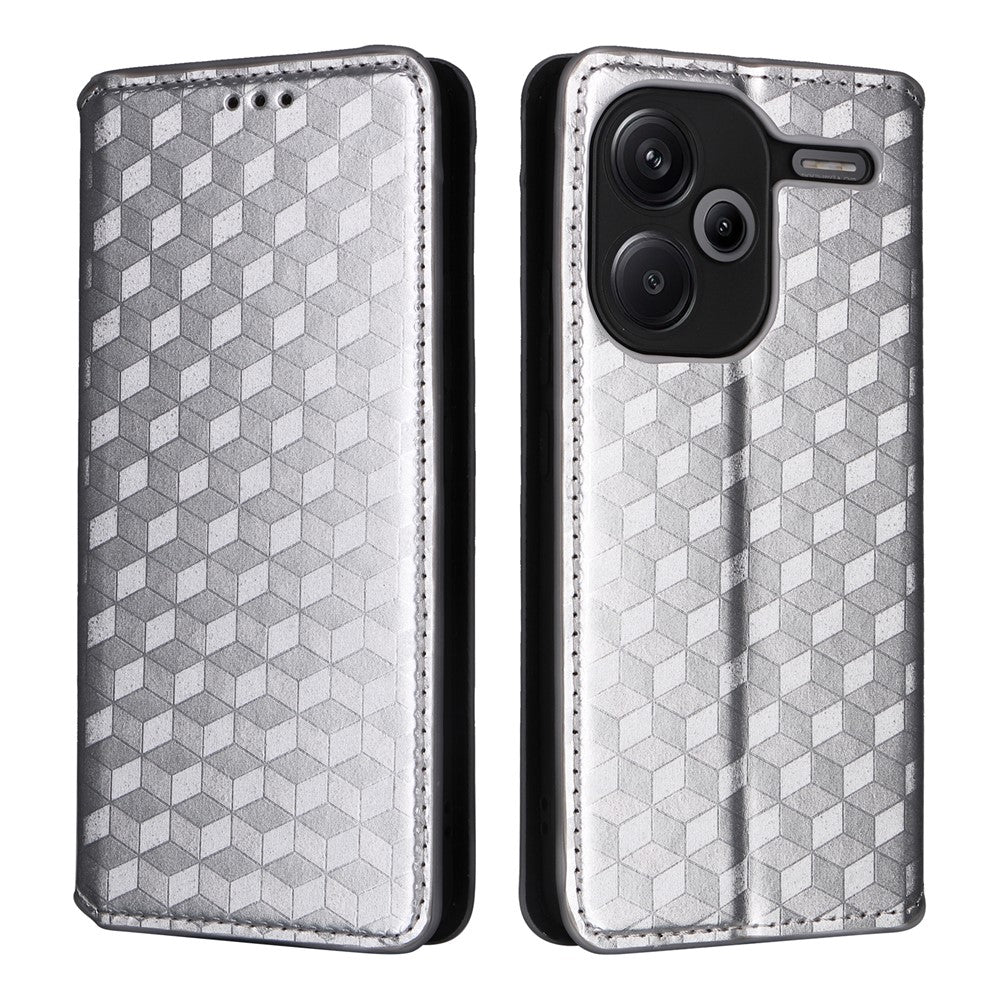 For Xiaomi Redmi Note 13 Pro+ 5G Case Rhombus Imprinted PU Leather Cover with Wallet