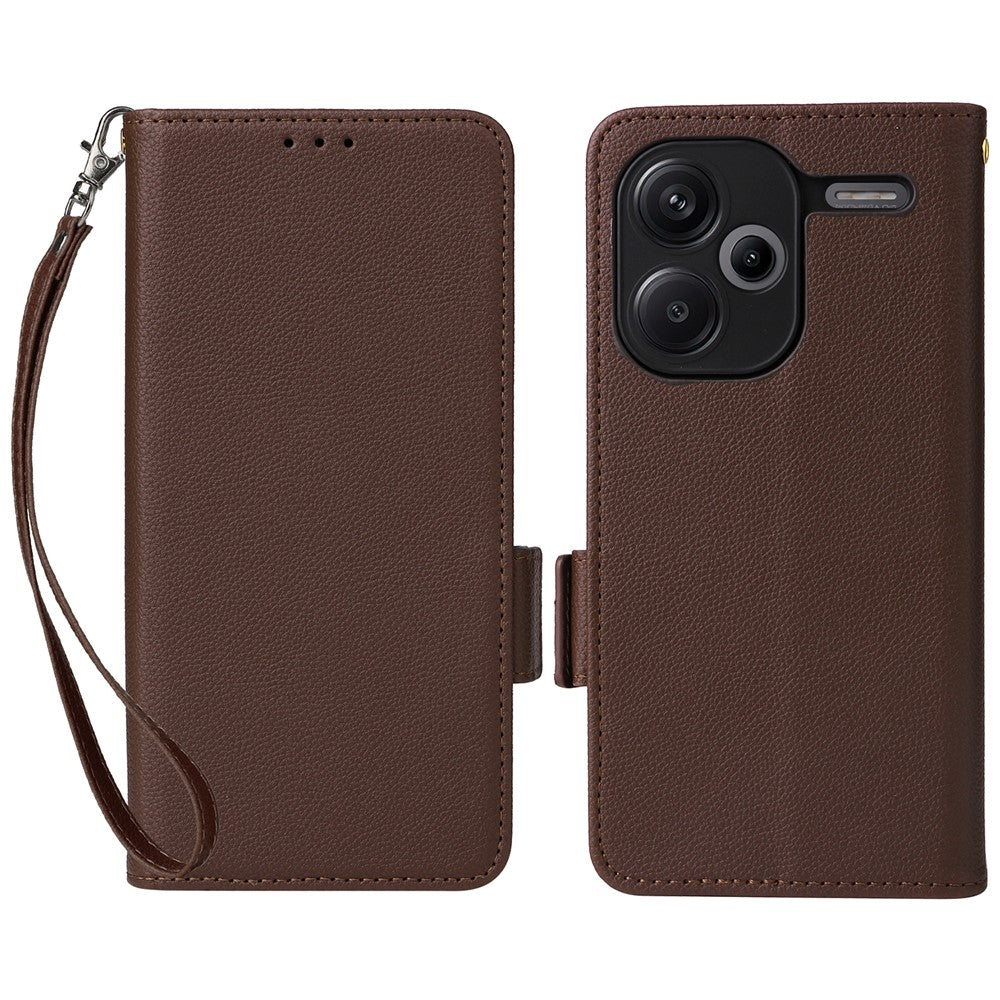 For Xiaomi Redmi Note 13 Pro+ 5G Case Litchi Texture PU Leather Wallet Phone Protector with Strap