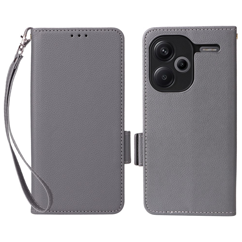 For Xiaomi Redmi Note 13 Pro+ 5G Case Litchi Texture PU Leather Wallet Phone Protector with Strap