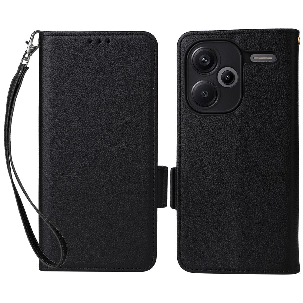 For Xiaomi Redmi Note 13 Pro+ 5G Case Litchi Texture PU Leather Wallet Phone Protector with Strap