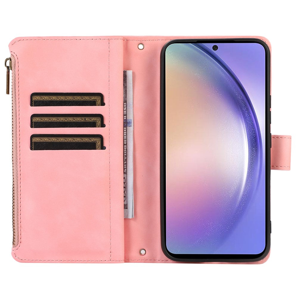 Samsung Galaxy A25 5G (Global) (161,0 x 76,5 x 8,3 mm) fodral med tryck i PU-läder, 9 kortfack, plånboksfodral för mobil