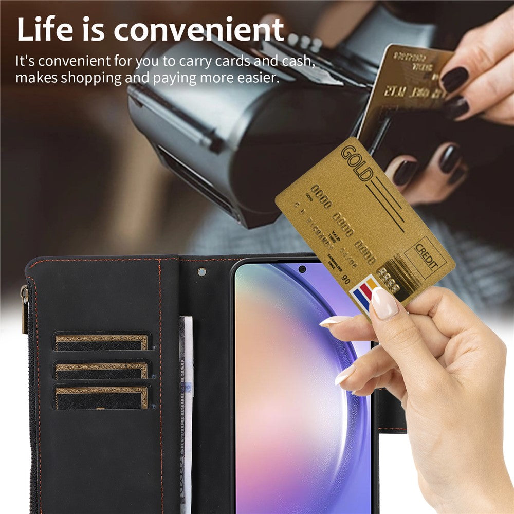 Til Samsung Galaxy A05s 4G Etui Lynlås Læder Rhombus Gitter Præget Telefonbeskytter