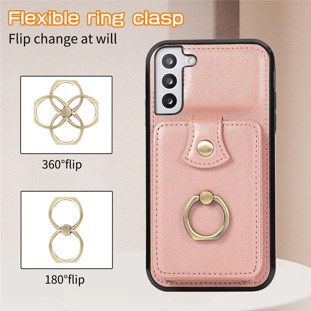 Samsung Galaxy S22+ 5G-skal med stativ, Slim-Fit TPU+PU-läder, mobilmobilskal