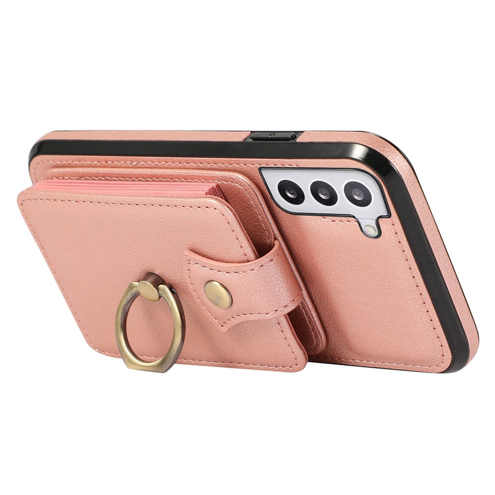 Samsung Galaxy S22+ 5G-skal med stativ, Slim-Fit TPU+PU-läder, mobilmobilskal