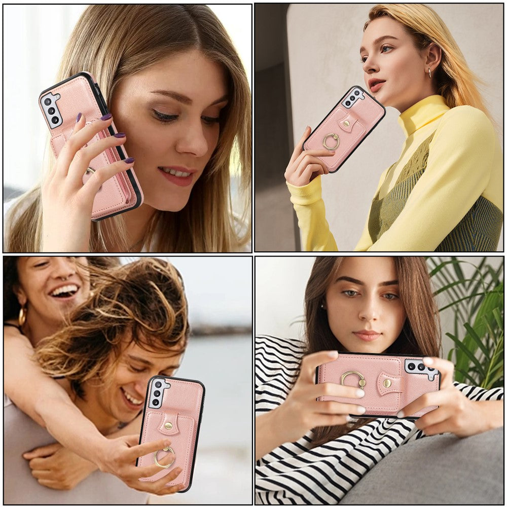 Samsung Galaxy S22+ 5G-skal med stativ, Slim-Fit TPU+PU-läder, mobilmobilskal