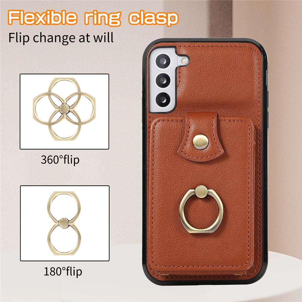 For Samsung Galaxy S21 4G / 5G Case Kickstand TPU+PU Leather Slim-Fit Mobile Phone Cover