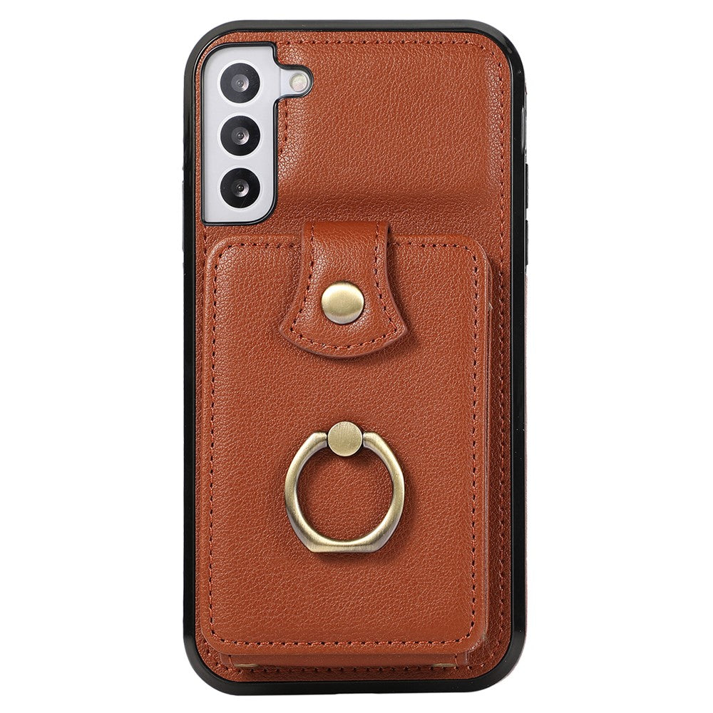 For Samsung Galaxy S21 4G / 5G Case Kickstand TPU+PU Leather Slim-Fit Mobile Phone Cover