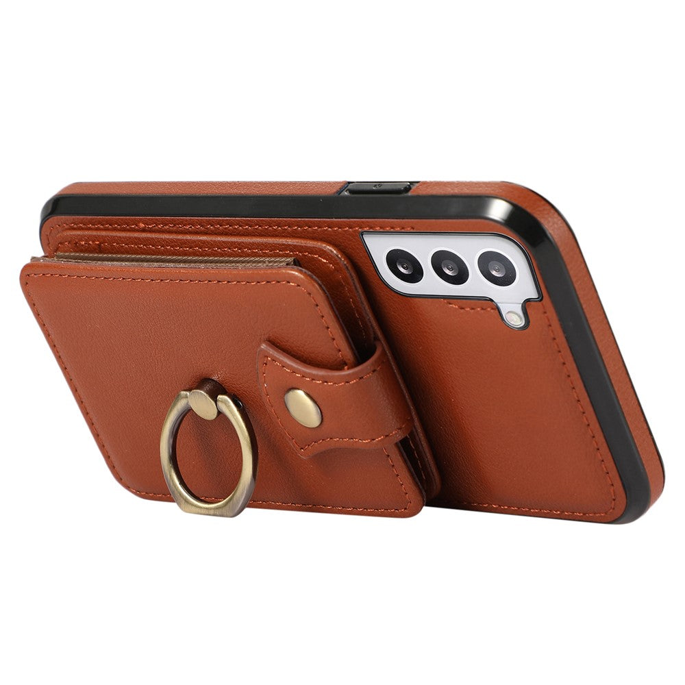 For Samsung Galaxy S21 4G / 5G Case Kickstand TPU+PU Leather Slim-Fit Mobile Phone Cover