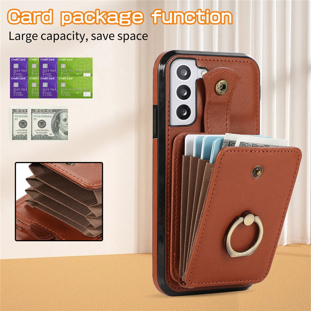 For Samsung Galaxy S21 4G / 5G Case Kickstand TPU+PU Leather Slim-Fit Mobile Phone Cover